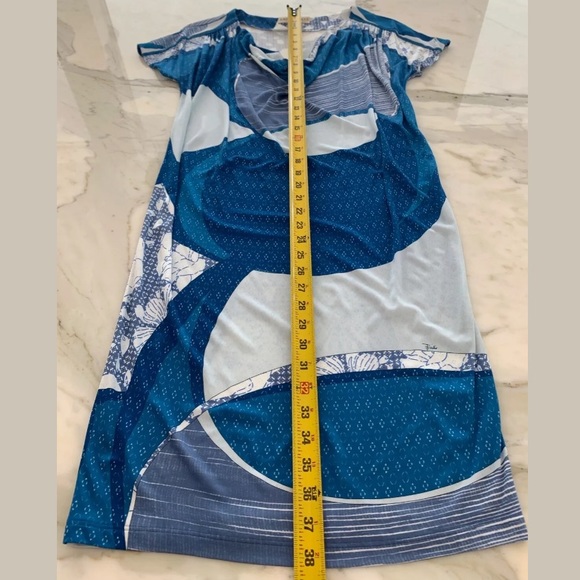 EMILIO PUCCI BLUE WHITE PRINT BELTED DRESS SIZE IT 42 / US 8 NWOTS! - Picture 10 of 11